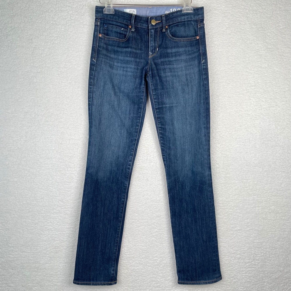 Gap 1969 Real Straight Jeans Womens 27/4r Dark Wash Denim Stretch Indigo Pants